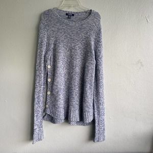 Chaps Women's Marled Embellished Crewneck Sweater, Blue Multi